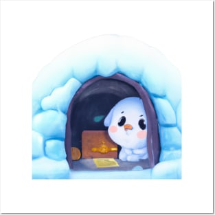 Cute animal in the igloo Posters and Art